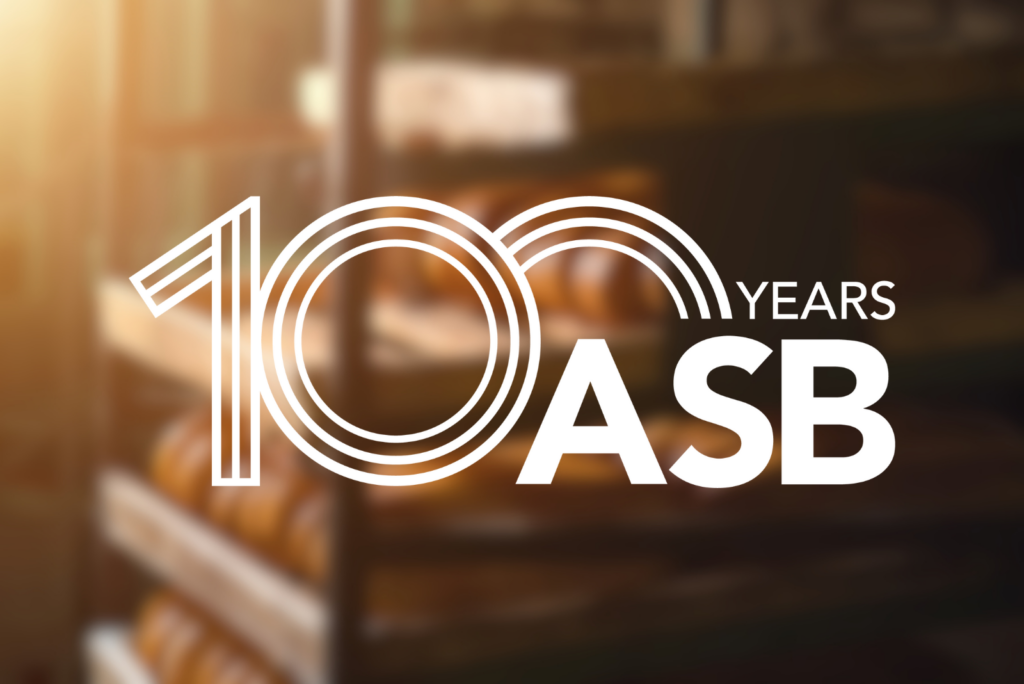 ASB 100-year logo placed over bread loaves